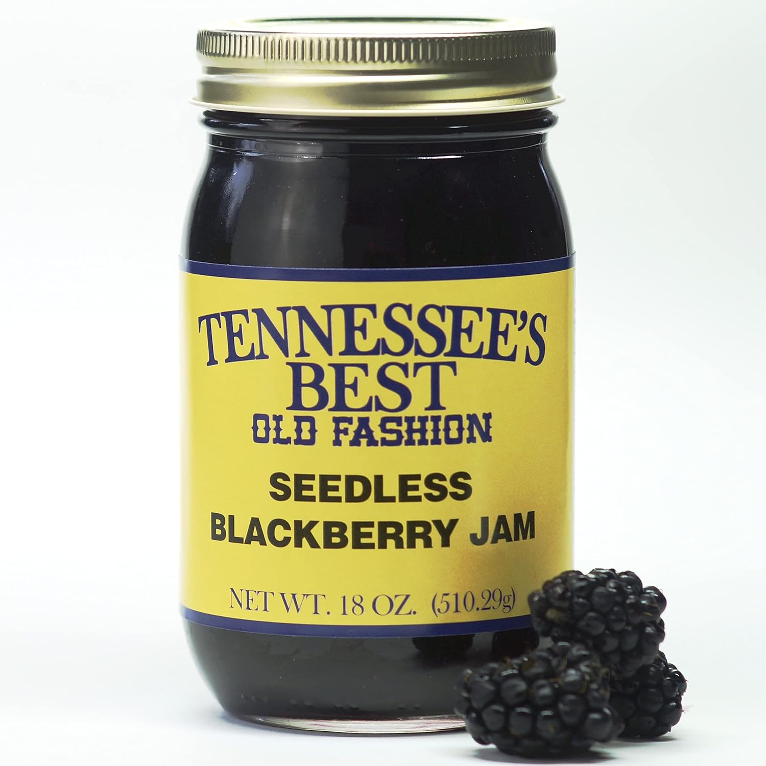 Tennessee’s Best Old Fashion Style Seedless Blackberry Jam | Handcrafted With Simple Ingredients | Small Batch Made- 18 Oz Resealable Glass Jar (Seedless…
