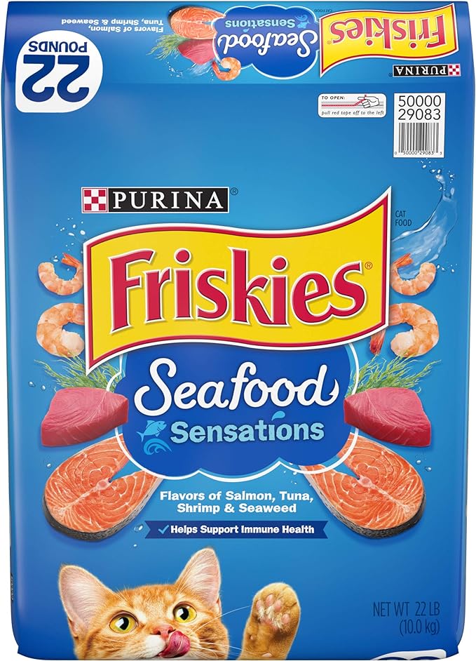 Purina Friskies Dry Cat Food, Seafood Sensations – 22 lb. Bag